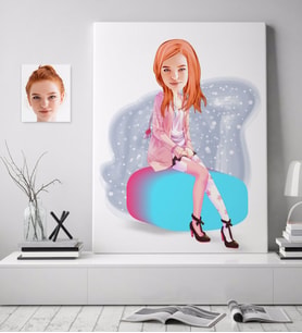 BK Gift Kişiye Özel Kadın Karikatürlü Kanvas Tablo (70x100cm.) 32