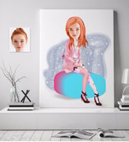 BK Gift Kişiye Özel Kadın Karikatürlü Kanvas Tablo (70x100cm.) 32