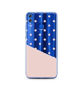 Çapraz Pembe Tasarımlı Süper Şeffaf Silikon Telefon Kılıfı Huawei Honor 8x