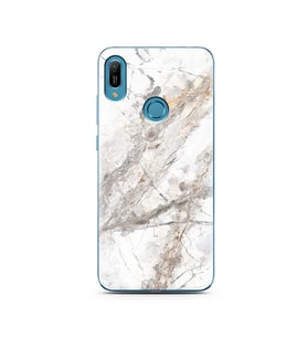 Beyaz Mermer Tasarımlı Süper Şeffaf Silikon Telefon Kılıfı Huawei Y6 Prime (2019