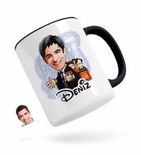 BK Gift Kişiye Özel Erkek Avukat Karikatürlü Siyah Kupa Bardak-2