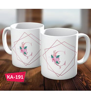 Ç Harf Pink Rose Baskılı Hediyelik Kahve Kupa Bardak