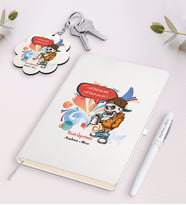 BK Gift Kişiye Özel Resim Öğretmeni Beyaz Defter Kalem ve Anahtarlık Hediye Seti-1 (Model 1)