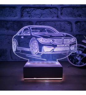 Kişiye Özel BMW Tasarım Plakalı RGB 3D Gece Lambası