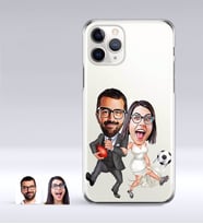 BK Gift Kişiye Özel Sevgililer Karikatürlü iPhone 11 Pro İnce Şeffaf Silikon Telefon Kapağı-15 (Beyaz)