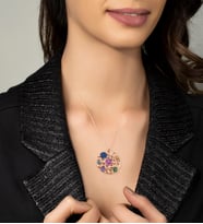 Gümüş Zirkon Taşlı Düşler Halkası Tasarım Kolye (Rose)