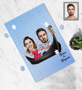 Kişiye Özel Sevgili Karikatürlü A4 99 Parça Puzzle Model 18