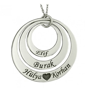 İç İçe Aile Halka Kolye 925K Gümüş
