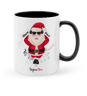 BK Gift Kişiye Özel Noel Baba Siyah Kupa Bardak  1