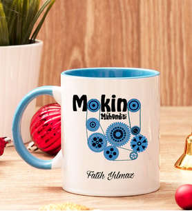 Makine Mühendisi İçi Ve Kulpu Renkli Kupa Bardak
