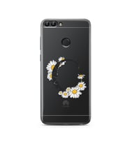 Papatya Harf Tasarım Süper Şeffaf Silikon Telefon Kılıfı Huawei P Smart  C-Harfi