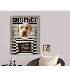 BK Gift Kişiye Özel Şüpheli Köpek Tasarımlı Kanvas Tablo 70x100cm