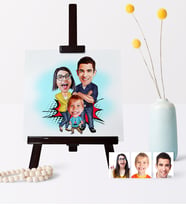 BK Gift Kişiye Özel Aile Karikatür 19 X 28 Cm Ahşap Şovale  1