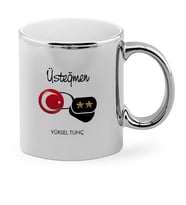 BK Gift Kişiye Özel Mesleki Üsteğmen Krom Kupa Bardak  1