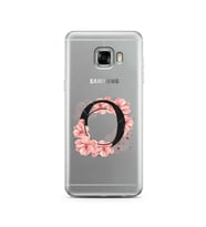 Pembe Çiçekli Harf Tasarım Süper Şeffaf Silikon Telefon Kılıfı Samsung C5   O-Ha