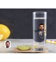 BK Gift Kişiye Özel Renkli Baskılı Erkek Patron Karikatürlü Vodka Bardağı-3 (Beyaz)