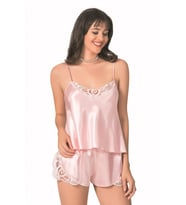 Primoda Somon Saten Babydoll Şort Takımı