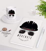 BK Gift Kişiye Özel Mühendis Beyaz Defter Kalem Türk Kahvesi Fincanı Seti-4 (Model 1)