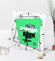 BK Gift Kişiye Özel Mühendis Baba Masaüstü Kare Cam Saat-2 (Beyaz)