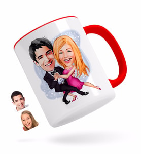 BK Gift Kişiye Özel Sevgililer Karikatürlü Kırmızı Kupa Bardak-13