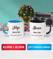 İkili Sevgiliye Hediye İsme Özel Sevgililer Günü Hediyesi Kupa Bardak Mavi Siyah