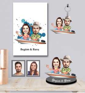 Kişiye Özel Sevgili Karikatürlü 3 lü Hediye Seti  Model 19