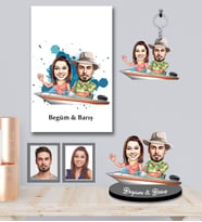 Kişiye Özel Sevgili Karikatürlü 3 lü Hediye Seti  Model 19