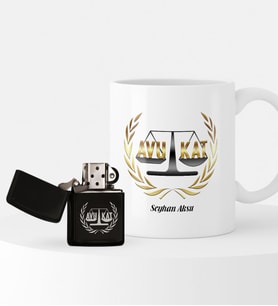 BK Gift Kişiye Özel Avukat Temalı Çakmak ve Kupa Seti - 10
