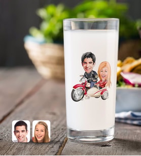 BK Gift Kişiye Özel Sevgililer Karikatürlü Rakı Bardağı-12 (Beyaz)