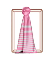 İpekevi Lilyum Pembe Odak Meridyen Çizgili İpek Şal