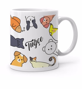 BK Gift Kişiye Özel Evcil Hayvan Tasarımlı Beyaz Kupa Bardak-1