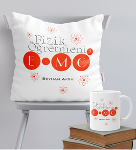 BK Gift Kişiye Özel Fizik Öğretmeni Temalı Yastık Kupa Seti - 3