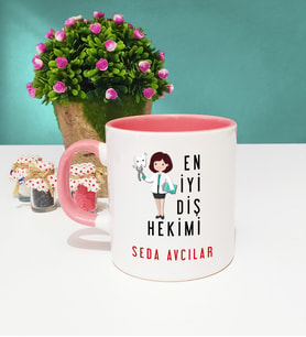 En İyi Diş Hekimi Tasarımlı Kişiye Özel Diş Hekimi Kupa Bardak Pembe