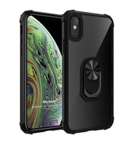 Microsonic Apple iPhone X Kılıf Grande Clear Ring Holder Siyah