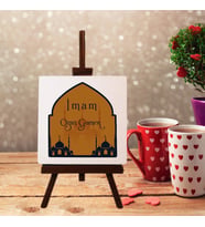 Kişiye Özel İmam Tasarımlı Şövale Ayaklı Dekoratif Doğal Taş (Krem)
