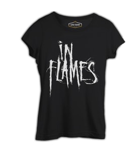 In Flames - Logo Siyah Kadın Tshirt