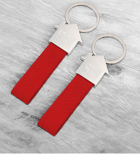 BK Gift Kişiye Özel 2'li Ev Figürlü Metal Kırmızı Anahtarlık