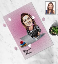 Kişiye Özel Patron Karikatürlü A3 130 Parça Puzzle Bayan-4