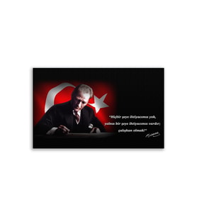 Atatürk Resimli Deri Üzerine Kanvas Tablo 80x130
