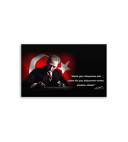 Atatürk Resimli Deri Üzerine Kanvas Tablo 80x130