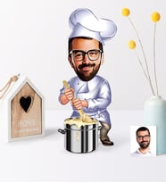 BK Gift Kişiye Özel Bay Aşçı Karikatür Ahşap Biblo  1