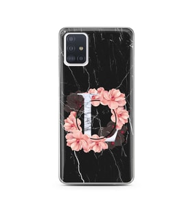 Mermer Çiçekli Harf Tasarım Süper Şeffaf Silikon Telefon Kılıfı Samsung A51 L-Ha