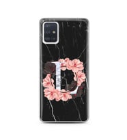 Mermer Çiçekli Harf Tasarım Süper Şeffaf Silikon Telefon Kılıfı Samsung A51 L-Ha