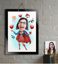 BK Gift Kişiye Özel Süper Anne Karikatür Ahşap Tablo
