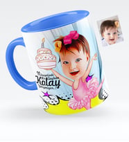 BK Gift Kişiye Özel Kız Çocuk Doğum Günü Karikatürlü Mavi Kupa Bardak  1