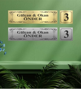 Kişiye Özel Kapı İsimliği ve Kapı Numarası Model 7 (Gümüş)