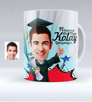 BK Gift Kişiye Özel Bay Mezun Karikatürlü Beyaz Kupa Bardak  1
