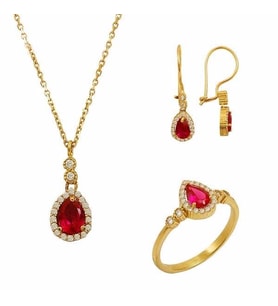 Mini Yakut Set 6,27 Gram 14 Ayar Altın (Çok Renkli)