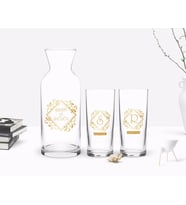 BK Gift Kişiye Özel Renkli Baskılı İsimli İkili Rakı Bardağı ve Karaf Hediye Seti-15 (Model 1)
