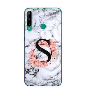 Mermer Çiçekli Harf Tasarım Süper Şeffaf Silikon Telefon Kılıfı Huawei P40 Lite 